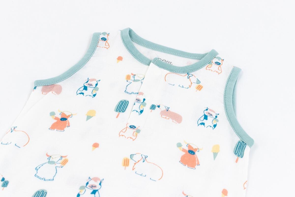 Bamboo Pima Sleeveless Henley Onesie - Summer Graze
