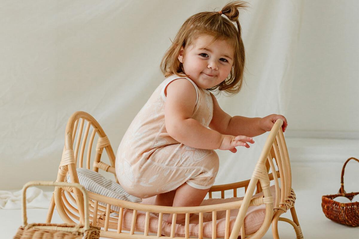 Bamboo Pima Sleeveless Romper - Pomegranate