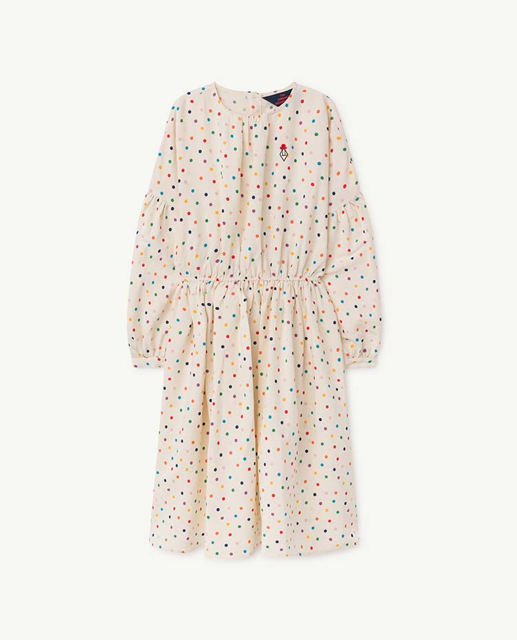 Dots Tortoise Kids Dress Raw White Dots