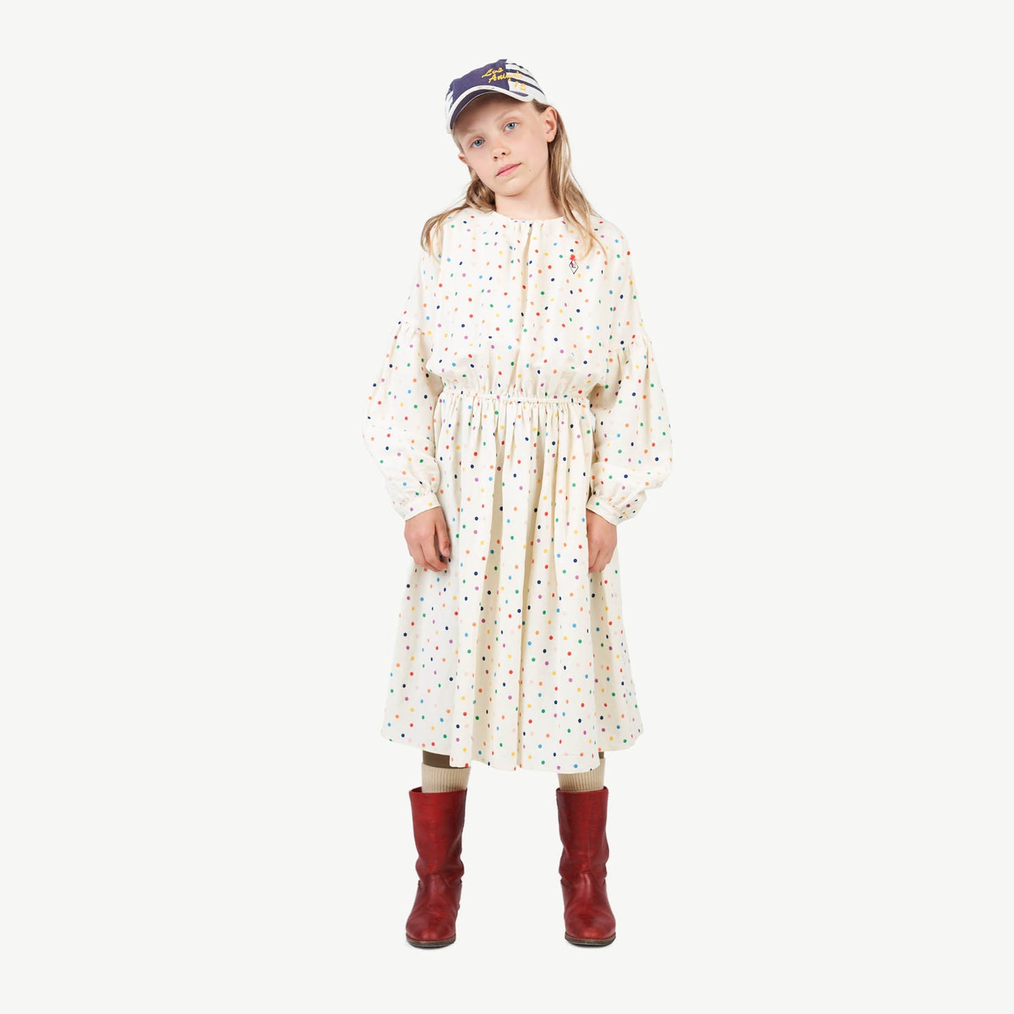 Dots Tortoise Kids Dress Raw White Dots