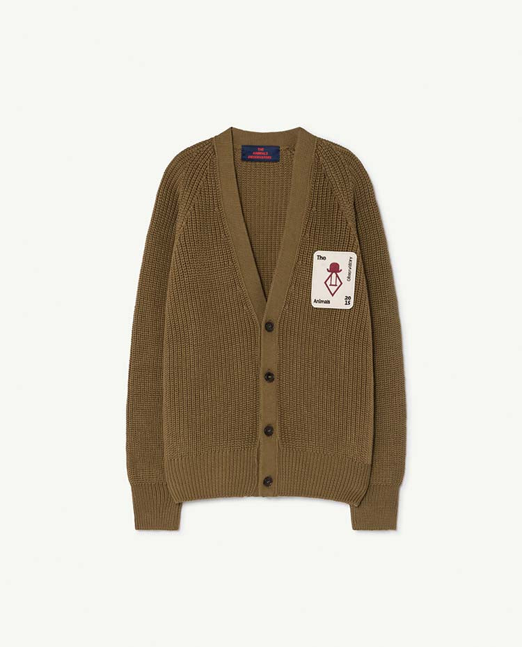 Plain Racoon Kids Cardigan Military Green