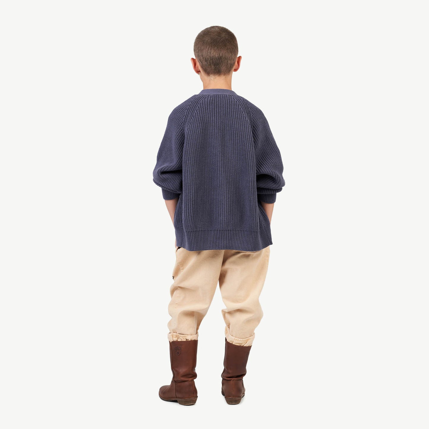 Plain Racoon Kids Cardigan Navy Blue