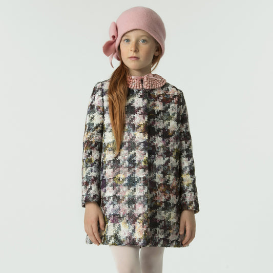 Girls MULTICOLOR houndstooth COAT