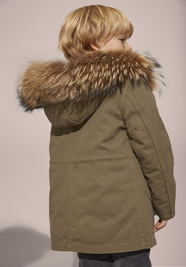 HUNTER GREEN/ NAT FUR PARKA