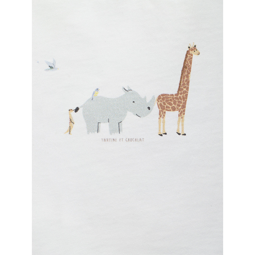 Boys White Animal Printed T-Shirt