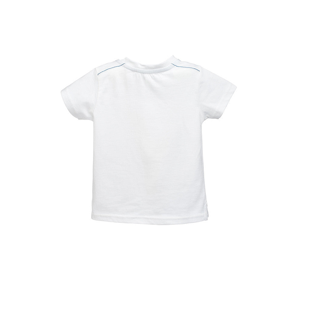 Boys White Animal Printed T-Shirt