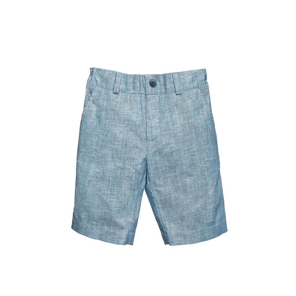 Blue Linen Boys Shorts
