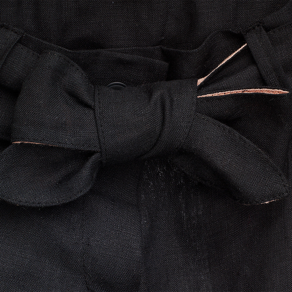 Black Linen Girls Shorts with belts