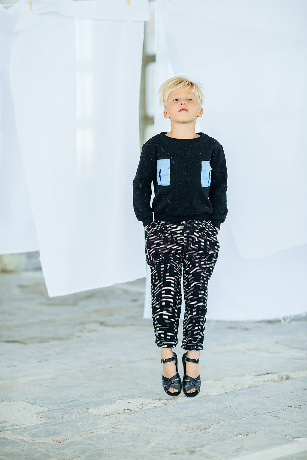 Black Jersey Boys Sweatshirt with pockets