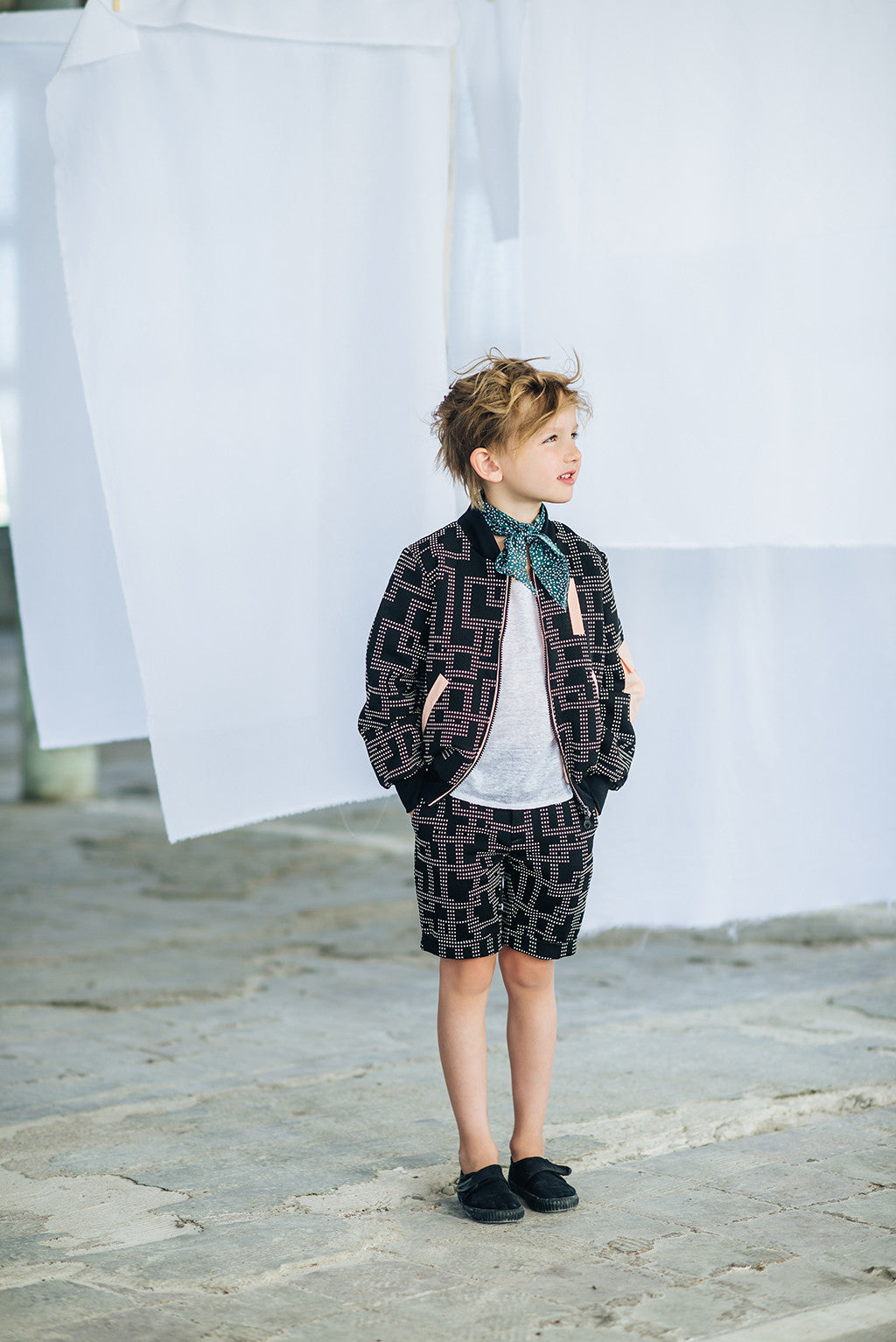 Black Jaquard Boys Shorts