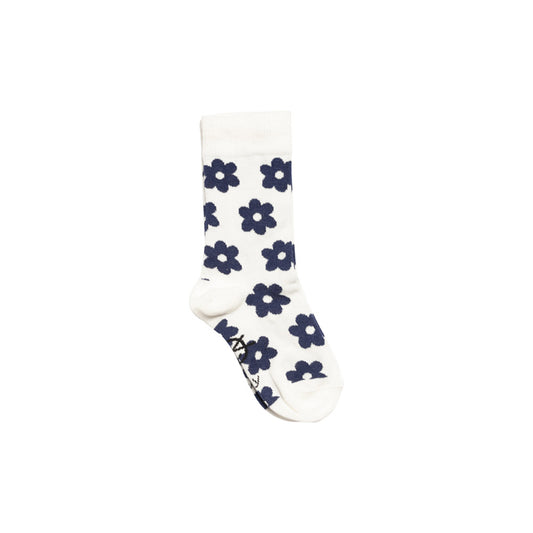 Daily Ankle Sock Ecru/NavyFlowers