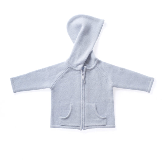 BOYS/GIRLS UNISEX BLUE CASHMERE ZIP CARDIGAN