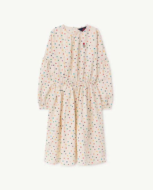 Dots Tortoise Kids Dress Raw White Dots