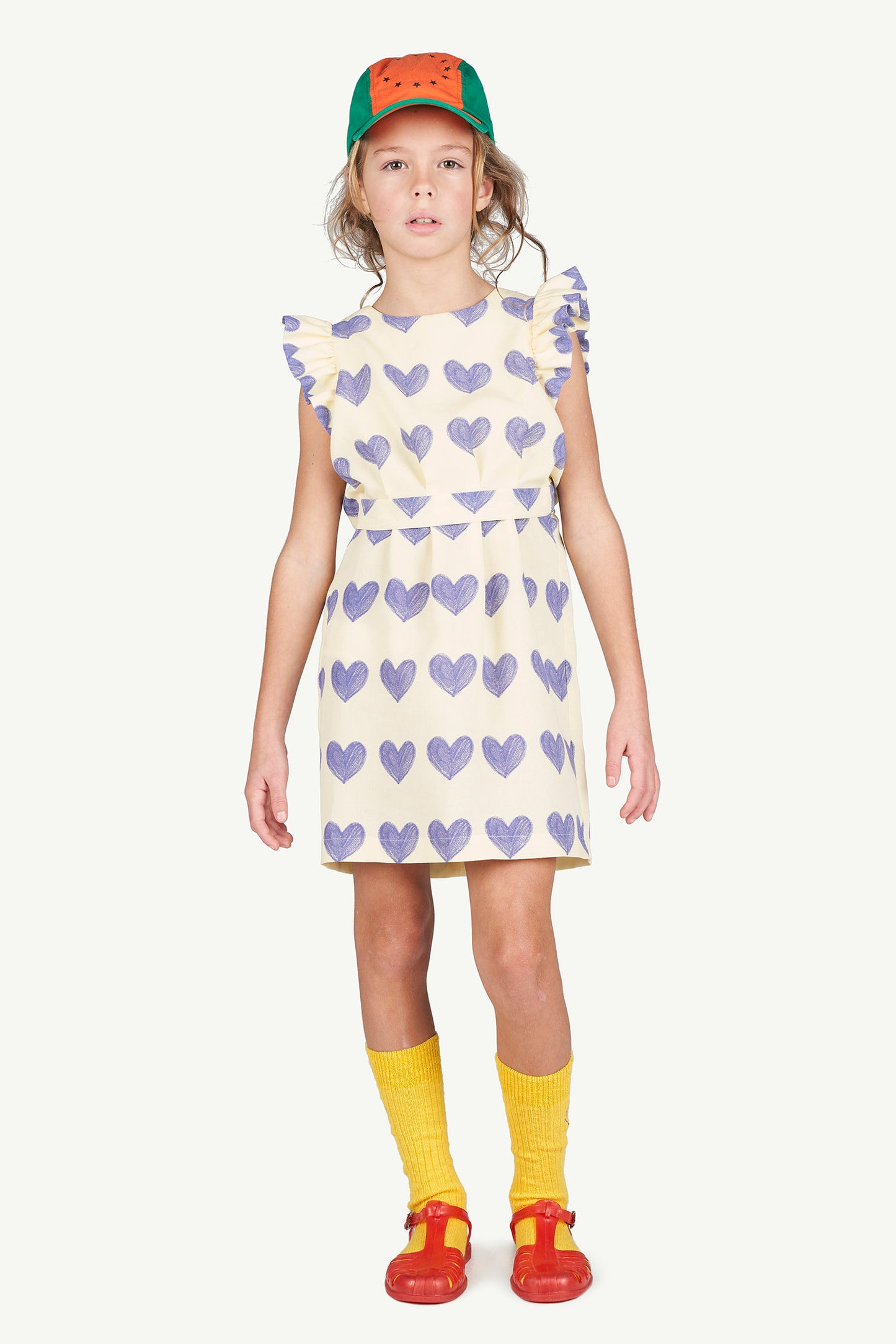 Weasel Kids Dress Yellow Hearts