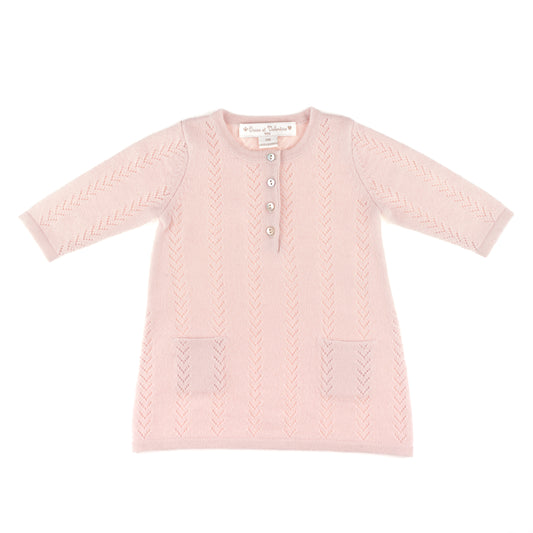 GIRLS PINK CASHMERE SWEATER DRESS
