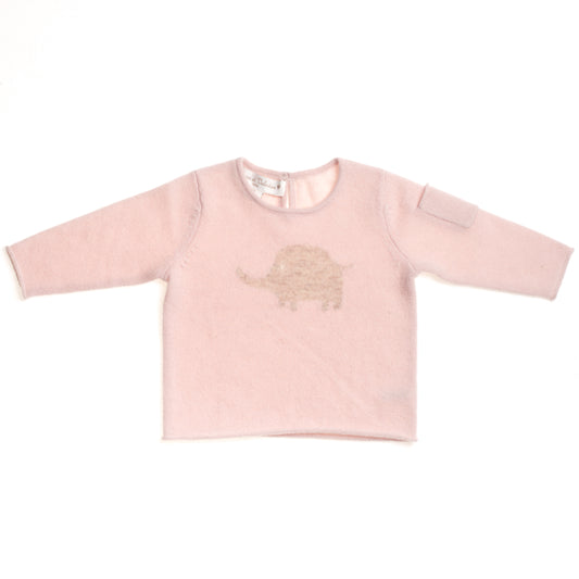 GIRLS PINK CASHMERE ELEPHANT SWEATER