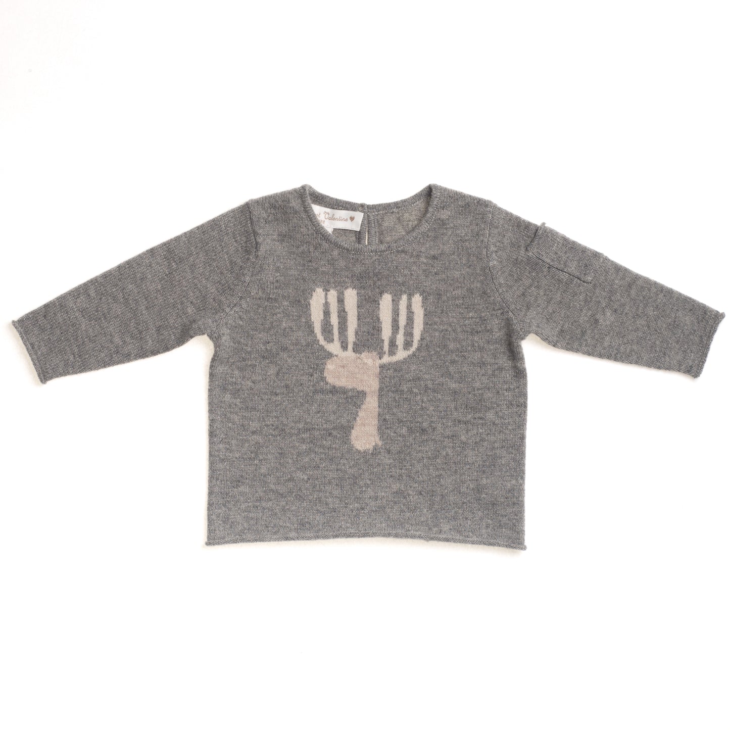 BOYS/GIRLS UNISEX GREY CASHMERE CERF SWEATER