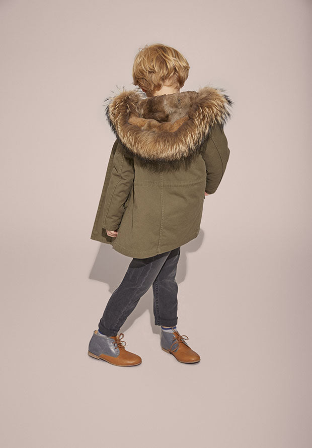 HUNTER GREEN/ NAT FUR PARKA