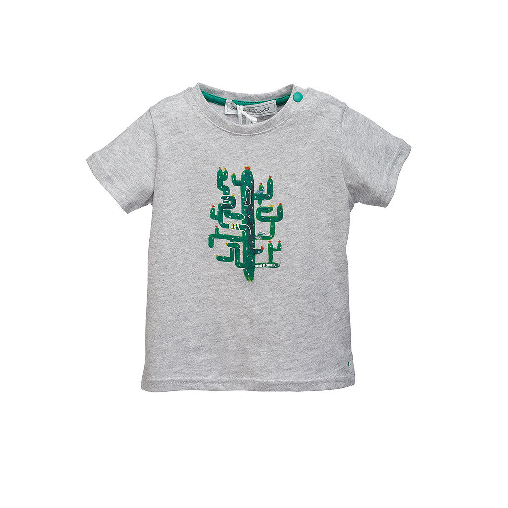 Boys Grey Cactus Printed T-Shirt