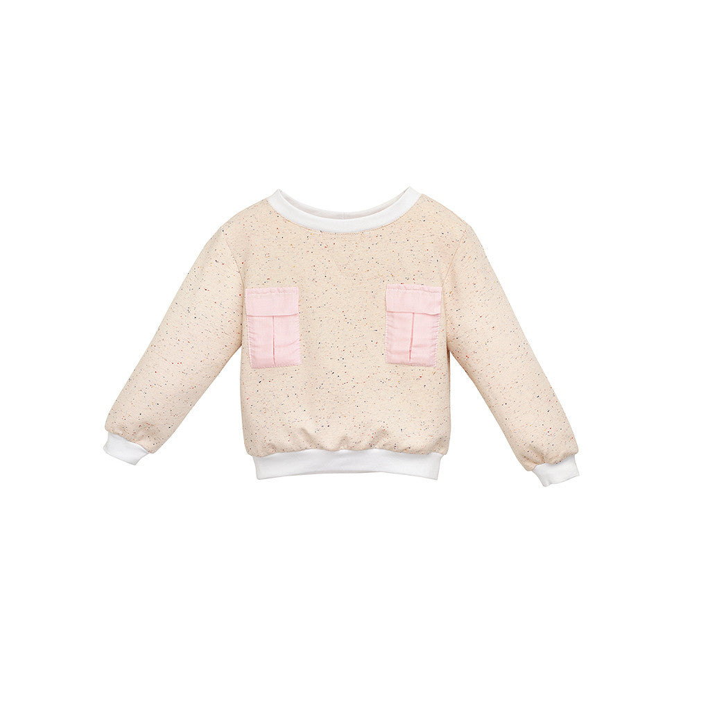 Cream Jersey Girls Sweatshirt with pockets