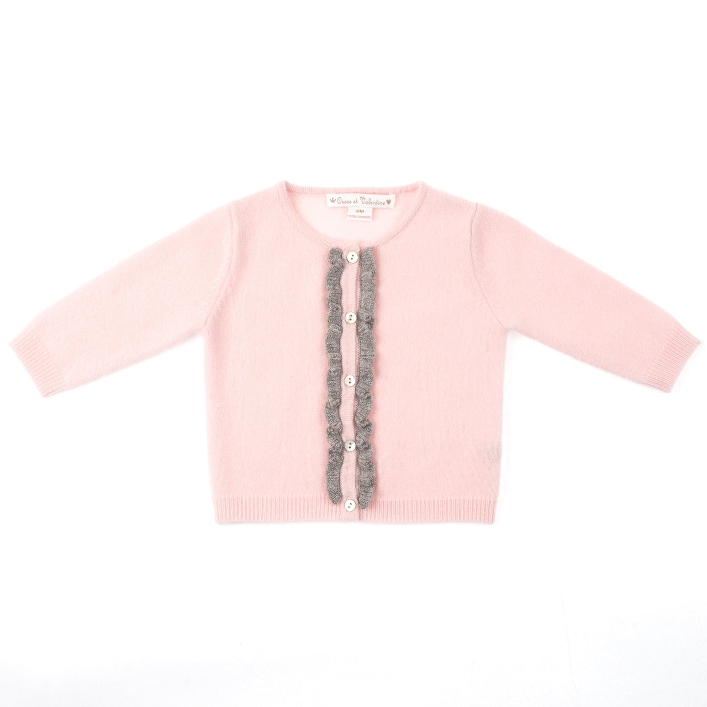 GIRLS PINK GREY CASHMERE CARDIGAN