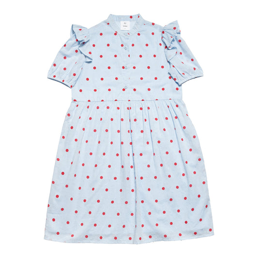 Puff Sleeve Dress Blue/Red