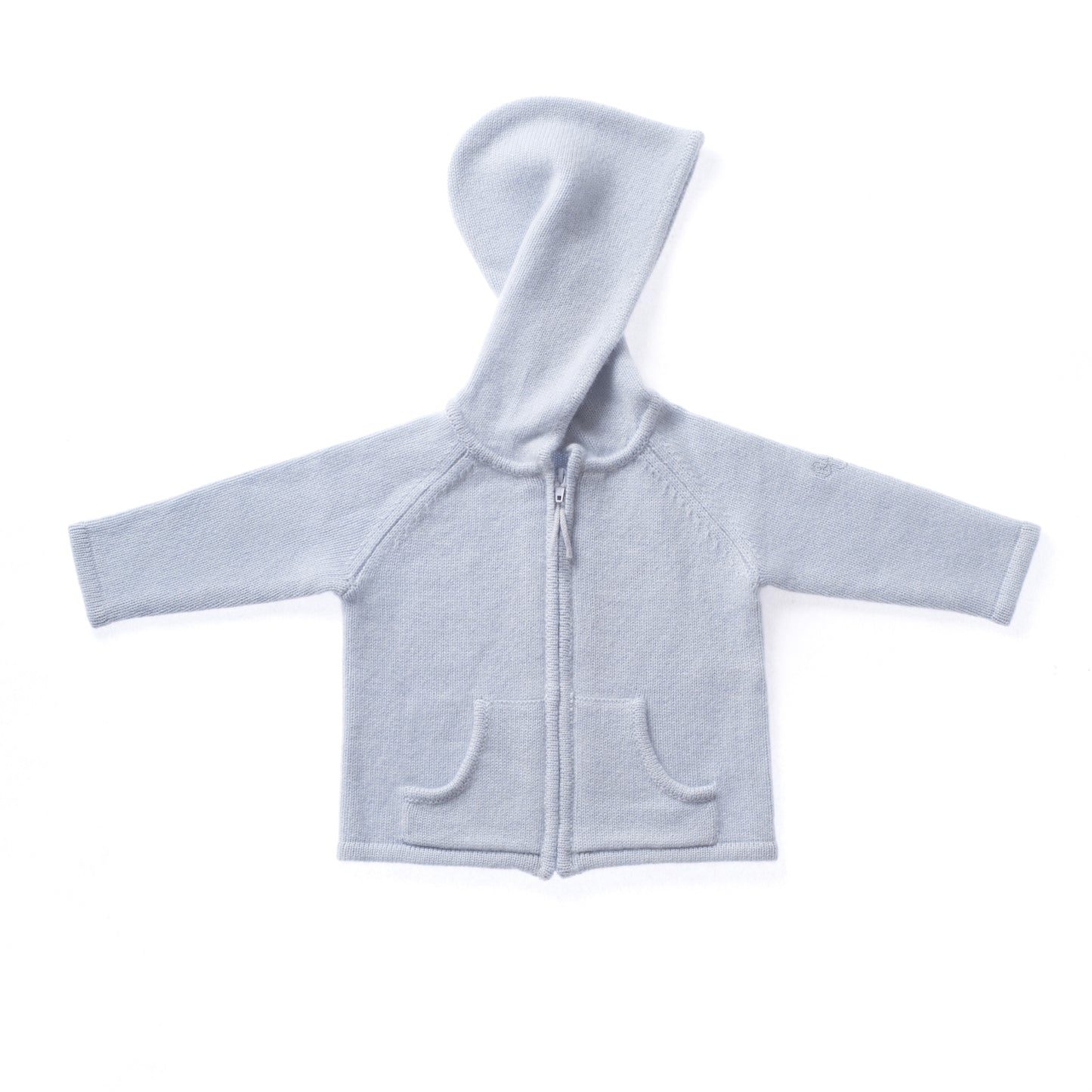 BOYS/GIRLS UNISEX BLUE CASHMERE ZIP CARDIGAN
